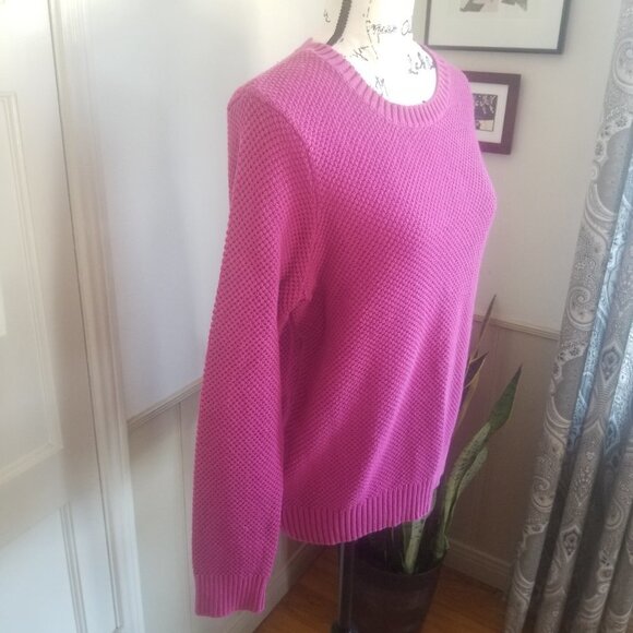 Appleseed Pink Knit Love Sleeve Crew Net Sweater Sz L - Picture 4 of 10